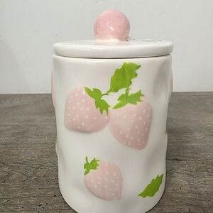 New Pink Strawberry Cookie Jar Canister